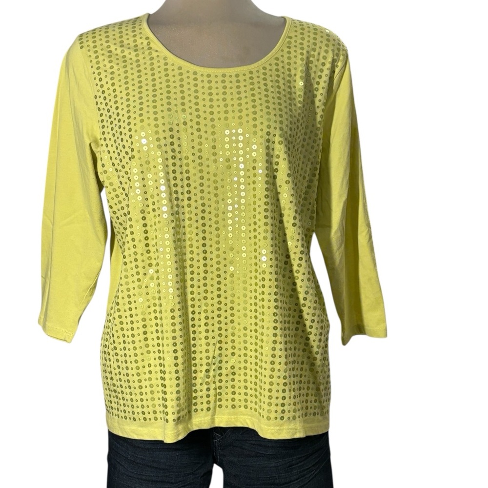 TanJay green neon  3/4 Sleeves Blouse Size L